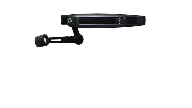 Spinning industrial AR glasses displaying a PCB inspection using META-aivi augmented intelligence software