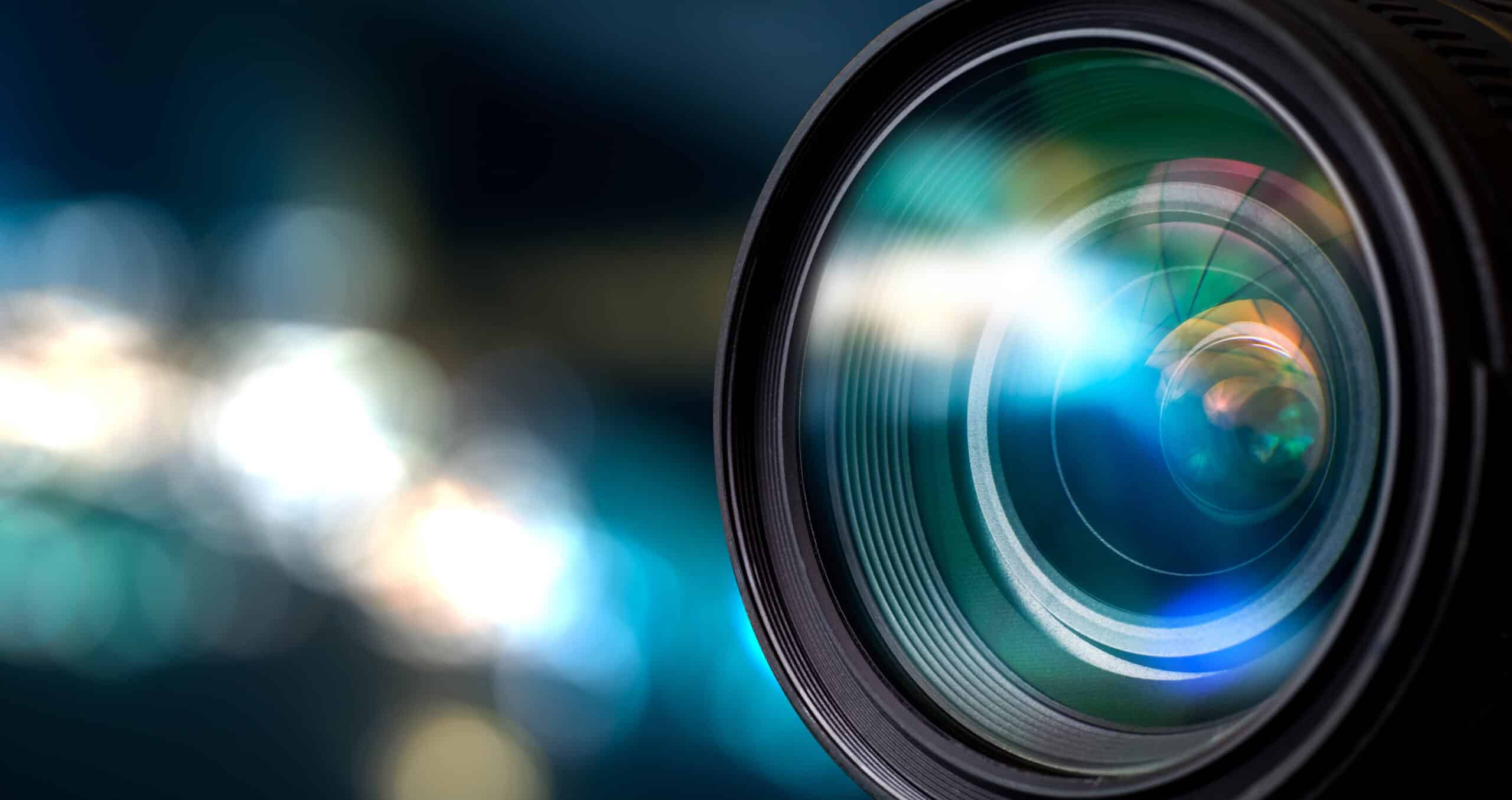 Closeup of a camera lens, representing optoelectronics