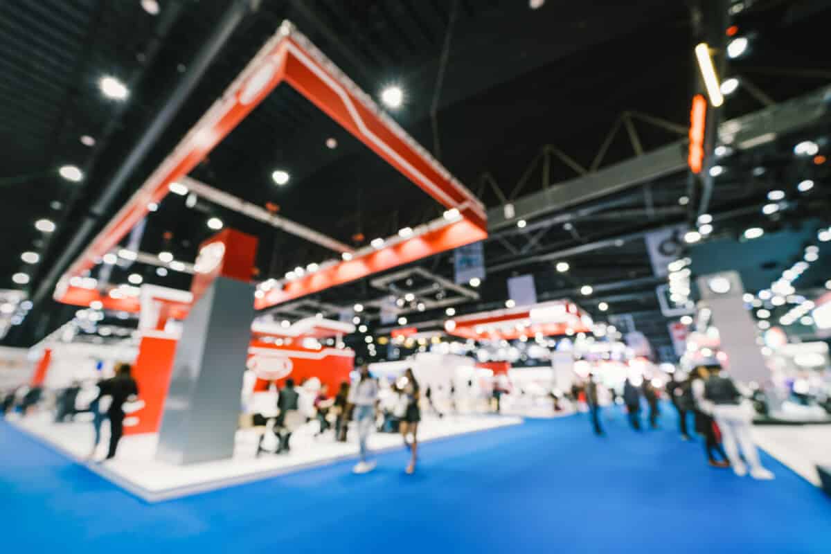 Blurred photo of Solomon's booth at an industrial automation B2B exhibition.
