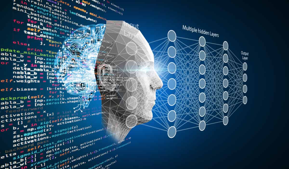 Abstract 3D illustration of a deep learning neural network
