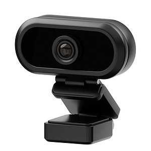 black webcam on a white background